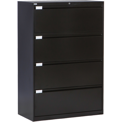 Lateral Filing Cabinet, Steel, 4 Drawers, 36" W x 18" D x 53-3/8" H, Black St. Lawrence Industrial & Safety Supply