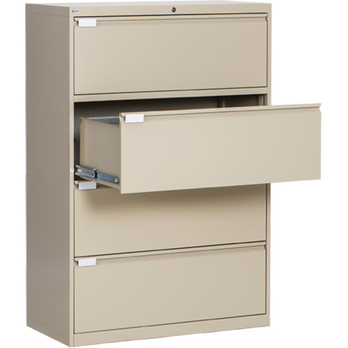 Lateral Filing Cabinet, Steel, 4 Drawers, 36" W x 18" D x 53-3/8" H, Beige St. Lawrence Industrial & Safety Supply