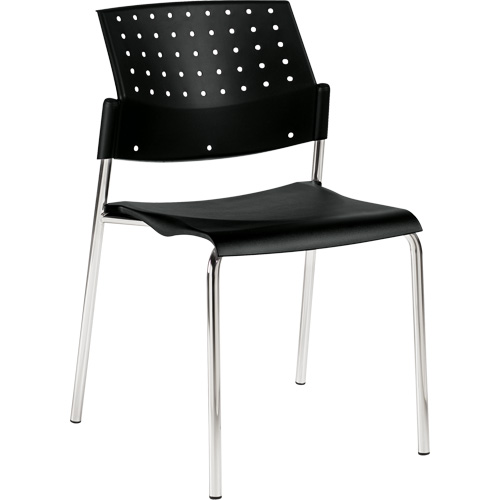 Armless Stacking Chair, Plastic, 33" High, 300 lbs. Capacity, Black St. Lawrence Industrial & Safety Supply