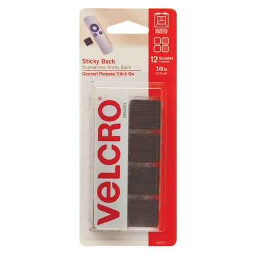 Attaches en carr&eacute;e, Boucle et crochet, 7/8" dia., Adh&eacute;sif, Noir St. Lawrence Industrial & Safety Supply