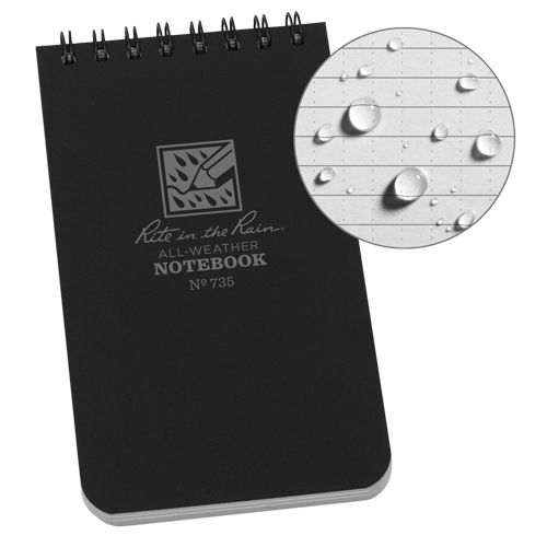Carnet de notes de poche &agrave; spirale, Couverture souple, Noir, 100 Pages, 3" , 5"  St. Lawrence Industrial & Safety Supply