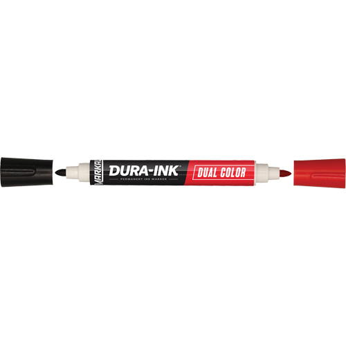 Markal&reg; Dura-Ink&reg; Dual Colour Permanent Ink Marker, Black/Red, Bullet Tip St. Lawrence Industrial & Safety Supply