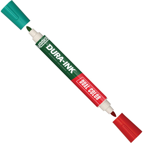 Markal&reg; Dura-Ink&reg; Dual Colour Permanent Ink Marker, Green/Red, Bullet Tip St. Lawrence Industrial & Safety Supply