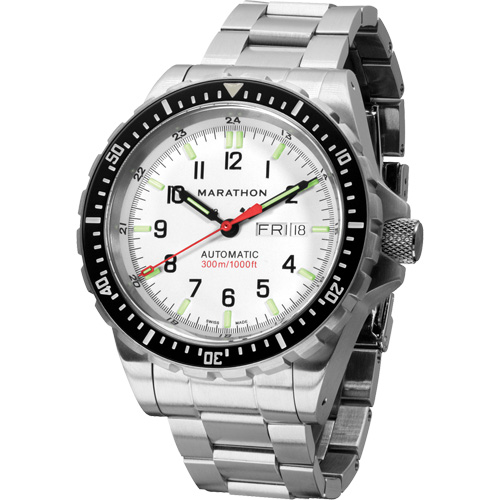 Tr&egrave;s grande montre automatique &eacute;dition arctique avec jour/date avec bracelet en acier inoxydable, Num&eacute;rique, &agrave; piles, 46 mm, Argent St. Lawrence Industrial & Safety Supply