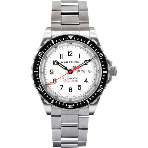 Tr&egrave;s grande montre automatique &eacute;dition arctique avec jour/date avec bracelet en acier inoxydable, Num&eacute;rique, &agrave; piles, 46 mm, Argent St. Lawrence Industrial & Safety Supply