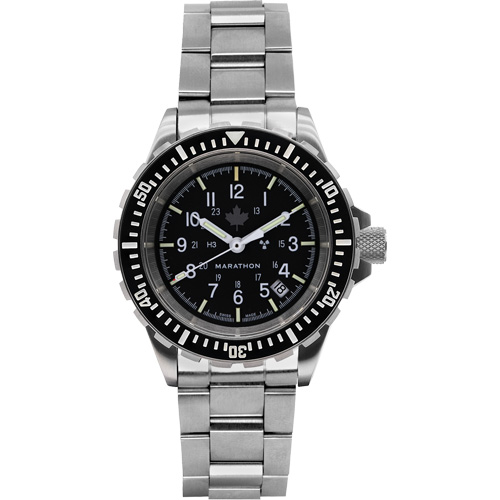 Grey Maple Large Diver's Automatic Watch with Stainless Steel Bracelet, Digital, Battery Operated, 41 mm, Silver St. Lawrence Industrial & Safety Supply