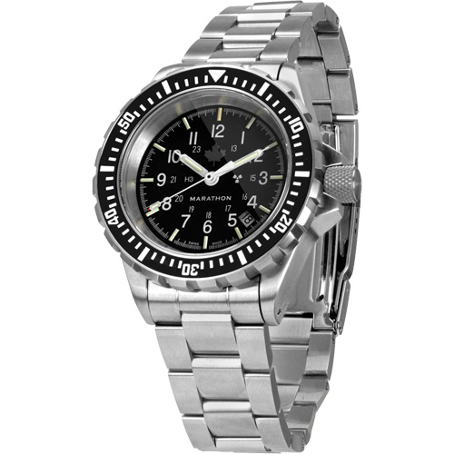 Grey Maple Large Diver's Automatic Watch with Stainless Steel Bracelet, Digital, Battery Operated, 41 mm, Silver St. Lawrence Industrial & Safety Supply