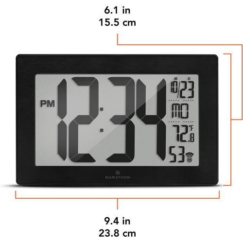 Horloge murale &agrave; r&eacute;glage et ajustement automatiques avec support, Num&eacute;rique, &agrave; piles, Noir St. Lawrence Industrial & Safety Supply