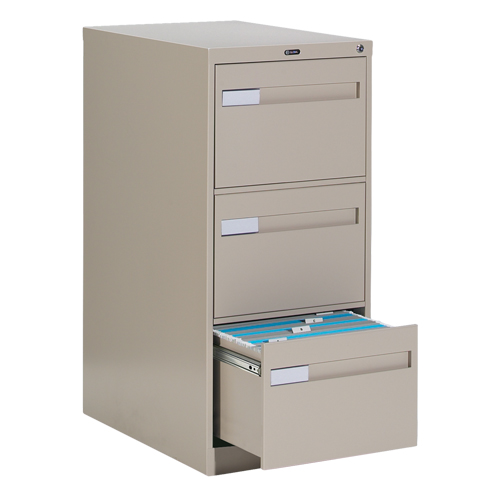 Vertical Filing Cabinet with Recessed Drawer Handles, 3 Drawers, 18.15" W x 26.56" D x 40" H, Beige St. Lawrence Industrial & Safety Supply