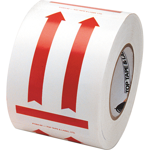 &eacute;tiquettes pour traitement sp&eacute;cial a/pictogramme Ce c&ocirc;t&eacute; vers le haut, 6" lo x 4" la, Rouge/blanc St. Lawrence Industrial & Safety Supply