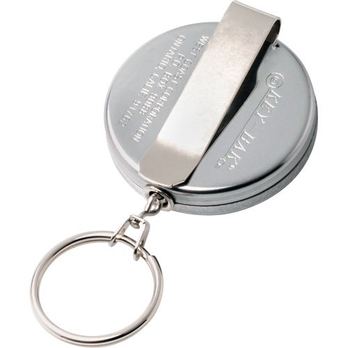 Porte-cl&eacute;s autor&eacute;tractable de s&eacute;rie Original, Chrome, C&acirc;ble 24", Fixation Agrafe de ceinture St. Lawrence Industrial & Safety Supply