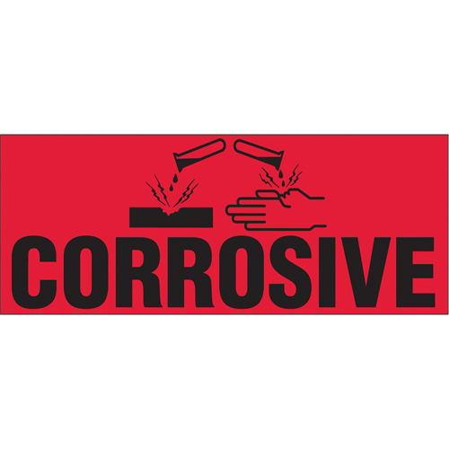 "Corrosive" Special Handling Labels, 5" L x 2" W, Black on Red St. Lawrence Industrial & Safety Supply
