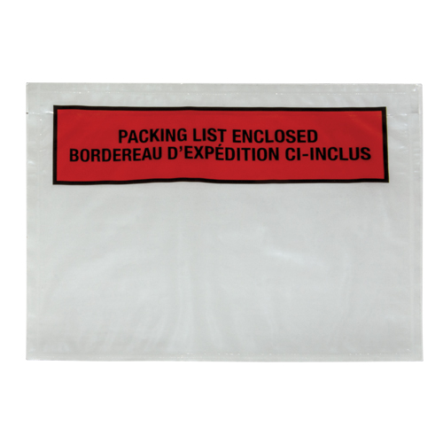 Packing List Envelope, 7" L x 5-1/2" W, Backloading Style St. Lawrence Industrial & Safety Supply