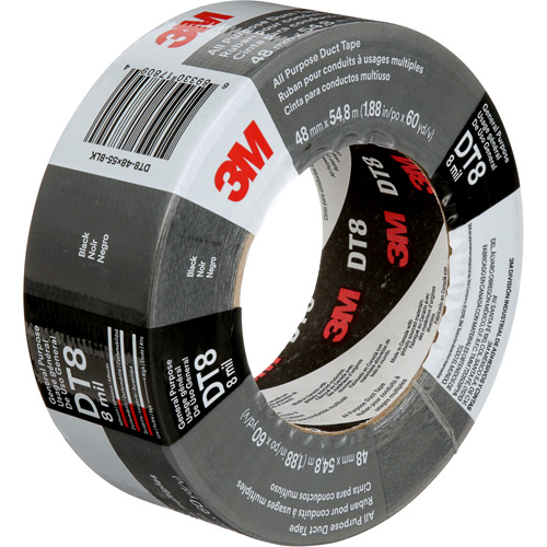 DT8 All-Purpose Duct Tape, 8 mils, Black, 48 mm (2") x 55 m (180') St. Lawrence Industrial & Safety Supply