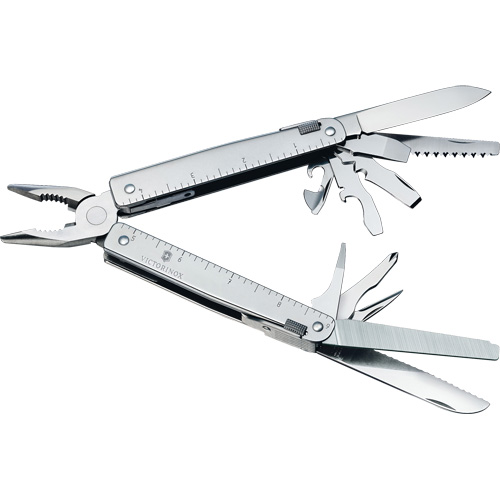 Outil multiple SwissTool avec lame verrouillable, M&eacute;tal, Poign&eacute;e en M&eacute;tal, 155 mm lo, 26 fonctions, 0,7 lb St. Lawrence Industrial & Safety Supply