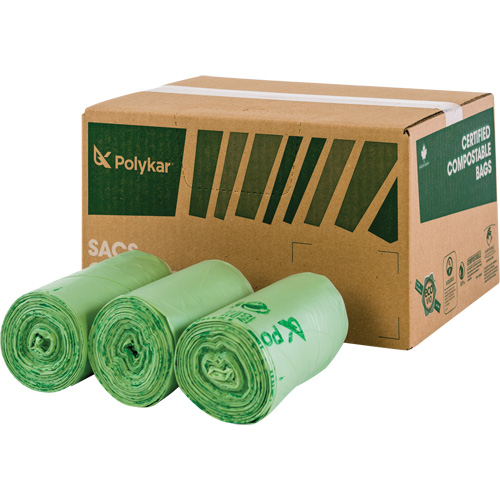 Certified Compostable Bags, Regular, 60" L x 48" W, Clear, 245 L (65 Gal.) Capacity St. Lawrence Industrial & Safety Supply