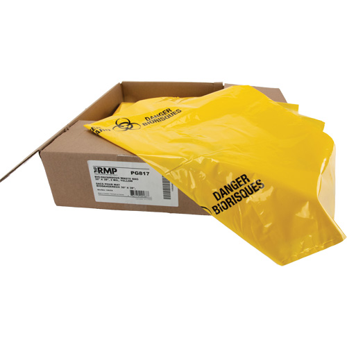 Sacs &agrave; d&eacute;chets, Biorisque, 38" lo x 30" la, 2 mils St. Lawrence Industrial & Safety Supply