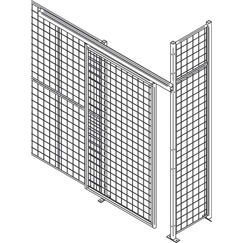 Heavy-Duty Wire Mesh Partition Sliding Door, 8' W x 8' H St. Lawrence Industrial & Safety Supply