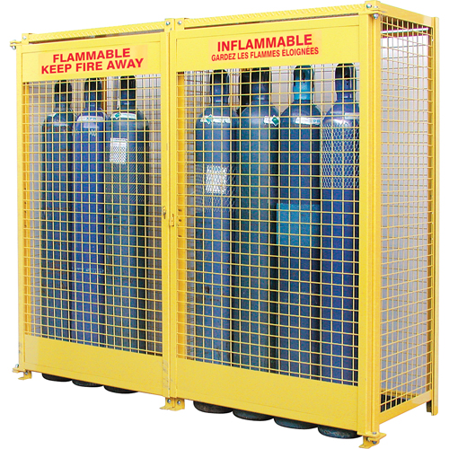 Gas Cylinder Cabinets, 20 Cylinder Capacity, 88" W x 30" D x 74" H, Yellow St. Lawrence Industrial & Safety Supply