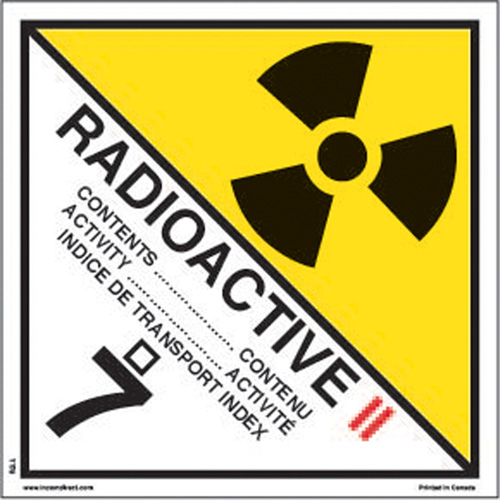 &eacute;tiquettes d'exp&eacute;dition TMD, Classe 7, Radioactif II, Vinyle St. Lawrence Industrial & Safety Supply
