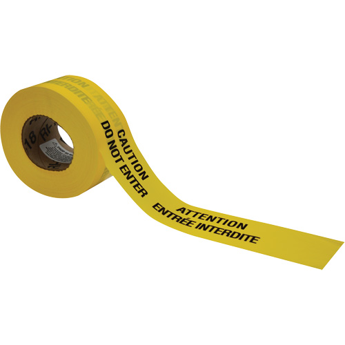 Rubans pour barricades, Bilingue, 3" la x 1000' lo, 3,5 mils, Noir sur jaune St. Lawrence Industrial & Safety Supply