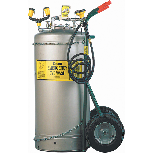 Douche oculaire autonome avec chariot, Pressuris&eacute;, Capacit&eacute; 7 gal., Conformit&eacute; ANSI Z358.1 St. Lawrence Industrial & Safety Supply