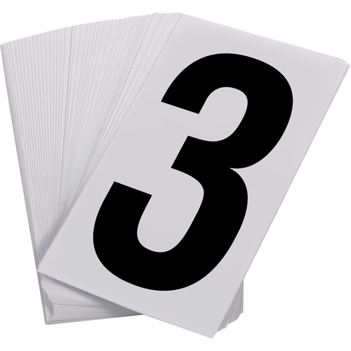 Pressure Sensitive Numbering, 3, 3-1/2" H, Black on White St. Lawrence Industrial & Safety Supply