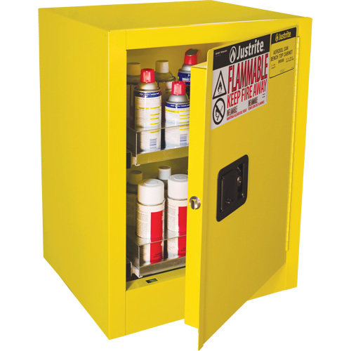 Sure-Grip&reg; EX Benchtop Flammable Safety Cabinet, 24 gal., 1 Door, 21" W x 27" H x 18" D St. Lawrence Industrial & Safety Supply