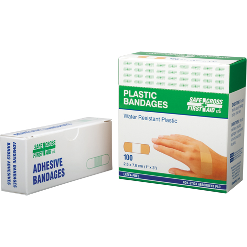 Bandages, Rectangular/Square, 3", Plastic, Sterile St. Lawrence Industrial & Safety Supply