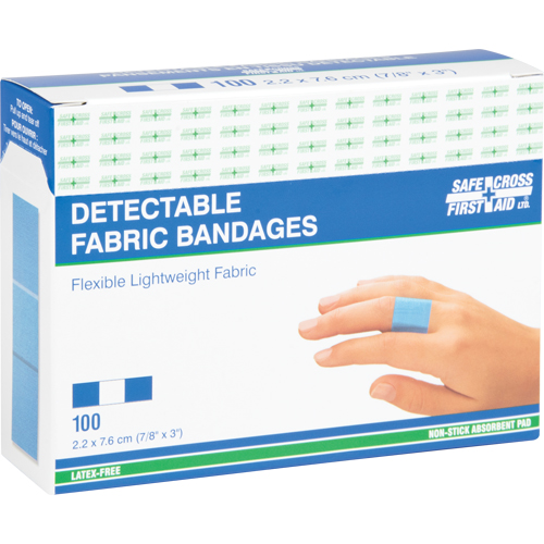 Bandages, Rectangular/Square, 3", Fabric Metal Detectable, Sterile St. Lawrence Industrial & Safety Supply