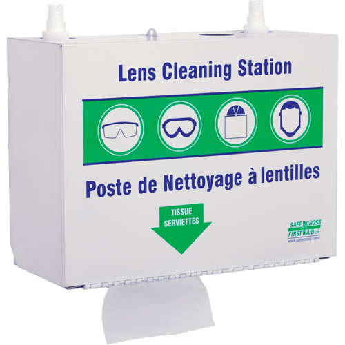 Metal Lens Cleaning Stations - Two 500ml Solutions & 1 Box of Tissue, Metal, 10.5" L x 5.5" D x 6.3" H St. Lawrence Industrial & Safety Supply