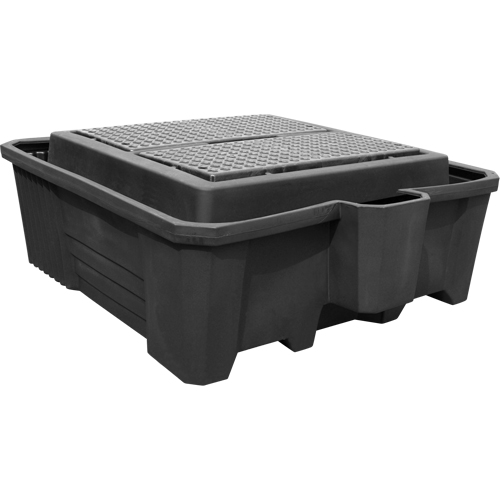Palette de confinement avec drain, Capacit&eacute; de d&eacute;versement 385 gal., 73" x 80,5" x 29,5" St. Lawrence Industrial & Safety Supply