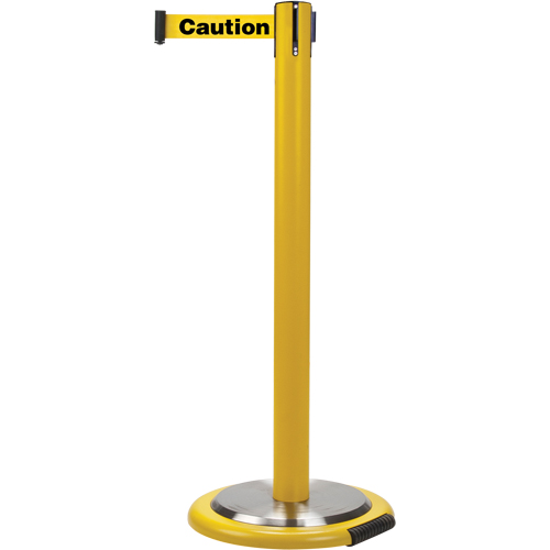 Barri&egrave;res sur pieds pour le contr&ocirc;le des foules, Acier, 35" h, Ruban Jaune, Longueur du ruban 7' St. Lawrence Industrial & Safety Supply