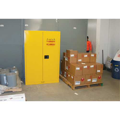 Flammable Storage Cabinet, 45 gal., 2 Door, 43" W x 65" H x 18" D St. Lawrence Industrial & Safety Supply