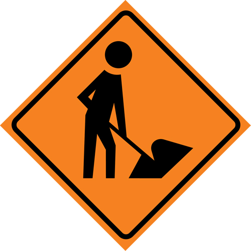 Men at Work Roll-Up Traffic Sign, 36" x 36", Vinyl, Pictogram St. Lawrence Industrial & Safety Supply