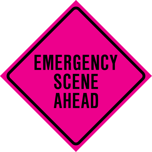 "Emergency Scene Ahead" Roll-Up Traffic Sign, 36" x 36", Vinyl, English St. Lawrence Industrial & Safety Supply