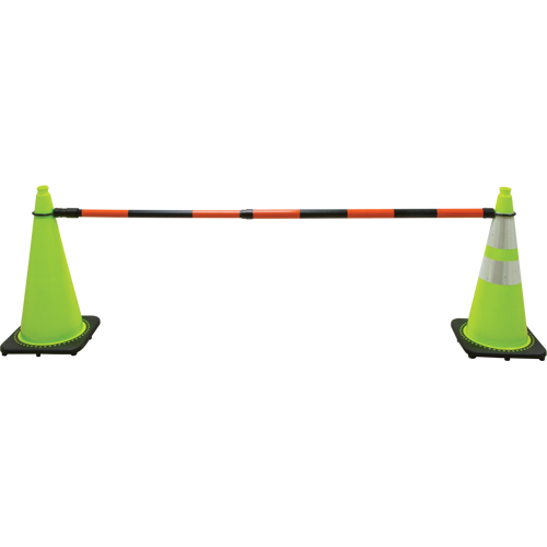 Barre pour c&ocirc;ne de circulation r&eacute;tractable, Longueur d&eacute;ploy&eacute;e de 7' 5'', Noir/Orange St. Lawrence Industrial & Safety Supply