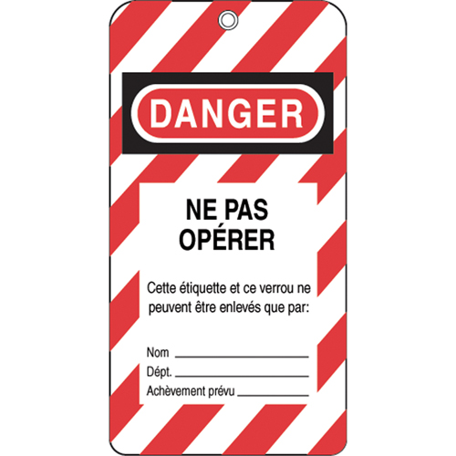 &eacute;tiquettes de verrouillage, Plastique, 3" la x 5-3/4" h, Français St. Lawrence Industrial & Safety Supply