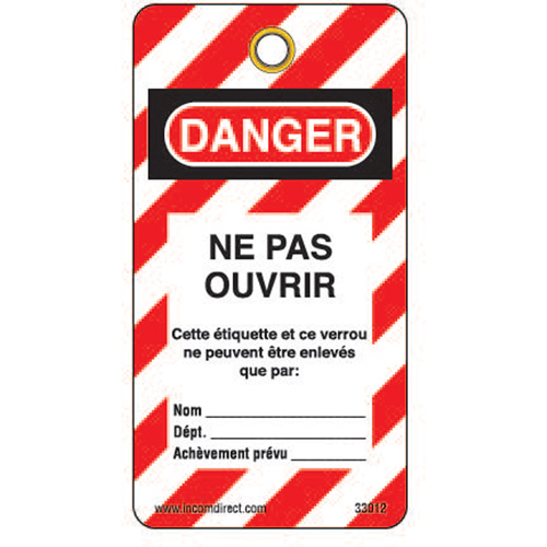 &eacute;tiquettes de verrouillage, Plastique, 3" la x 5-3/4" h, Français St. Lawrence Industrial & Safety Supply