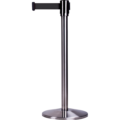 Barri&egrave;res sur pieds pour le contr&ocirc;le des foules, Acier, 35" h, Ruban Noir, Longueur du ruban 7' St. Lawrence Industrial & Safety Supply