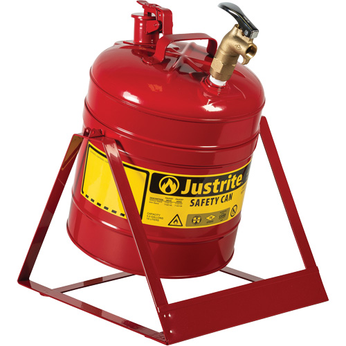 Bidon avec robinet s&eacute;curitaires pour laboratoires, Type I, Acier, 5 gal. US, Rouge, Homologu&eacute; FM St. Lawrence Industrial & Safety Supply