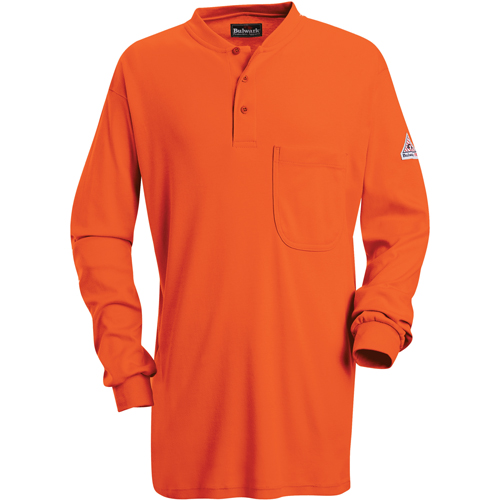 Flame-Resistant Long Sleeve Tagless Henley Shirts, Small, Orange St. Lawrence Industrial & Safety Supply
