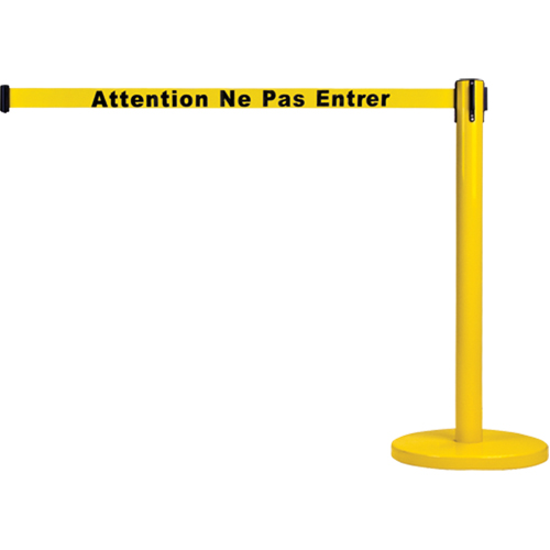 Barri&egrave;re autonome pour le contr&ocirc;le des foules, Acier, 35" h, Ruban Jaune, Longueur du ruban 7' St. Lawrence Industrial & Safety Supply