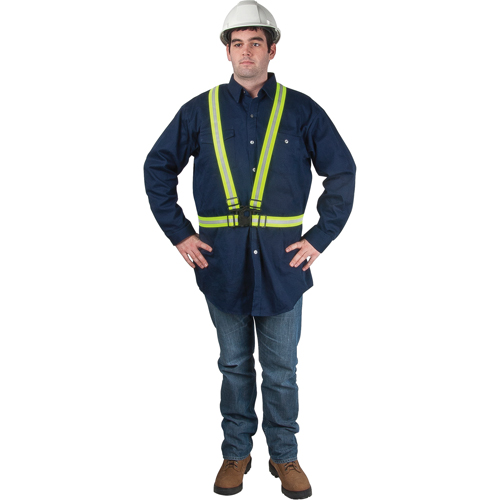 Standard-Duty Safety Harness, High Visibility Lime-Yellow, Silver Reflective Colour, Medium St. Lawrence Industrial & Safety Supply