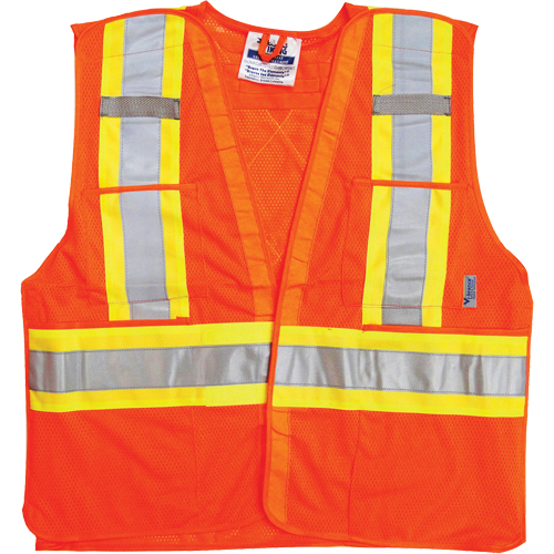 Vestes de s&eacute;curit&eacute; pour la circulation, Orange haute visibilit&eacute;, Grand/T-Grand, Polyester St. Lawrence Industrial & Safety Supply