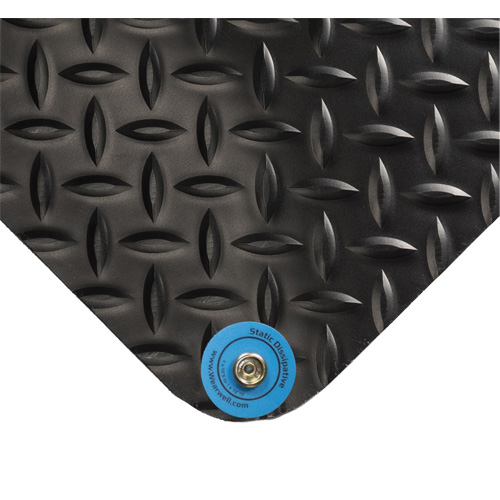 Electrically Conductive Mat No.786, 3' W x 75' L x 15/16" T, PVC, Diamond, Black St. Lawrence Industrial & Safety Supply