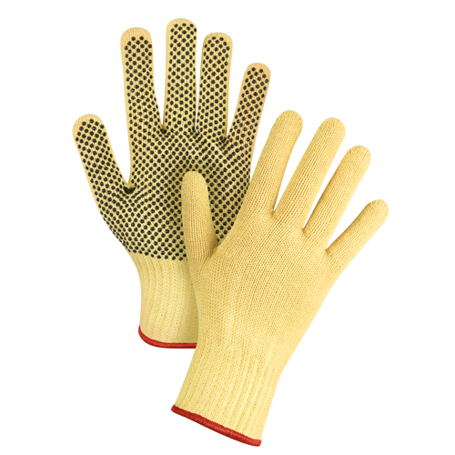 Gants tricot&eacute;s sans couture &agrave; pois, Taille Petit/7, Calibre 7, Rev&ecirc;tement PVC, Enveloppe en Kevlar, ASTM ANSI niveau A2/EN 388 niveau 3 St. Lawrence Industrial & Safety Supply