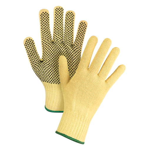 Gants tricot&eacute;s sans couture &agrave; pois, Taille Moyen/8, Calibre 7, Rev&ecirc;tement PVC, Enveloppe en Kevlar, ASTM ANSI niveau A2/EN 388 niveau 3 St. Lawrence Industrial & Safety Supply
