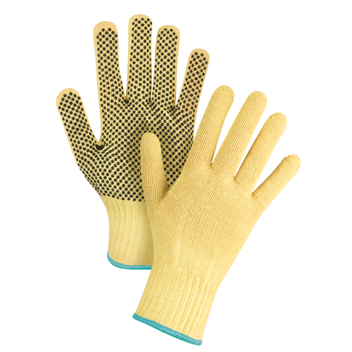 Gants tricot&eacute;s sans couture &agrave; pois, Taille T-Grand/10, Calibre 7, Rev&ecirc;tement PVC, Enveloppe en Kevlar, ASTM ANSI niveau A2/EN 388 niveau 3 St. Lawrence Industrial & Safety Supply