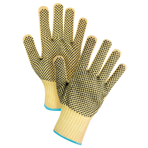 Gants tricot&eacute;s deux c&ocirc;t&eacute;s, sans couture, &agrave; pois, Taille T-Grand/10, Calibre 7, Rev&ecirc;tement PVC, Enveloppe en Kevlar, ASTM ANSI niveau A2/EN 388 niveau 3 St. Lawrence Industrial & Safety Supply
